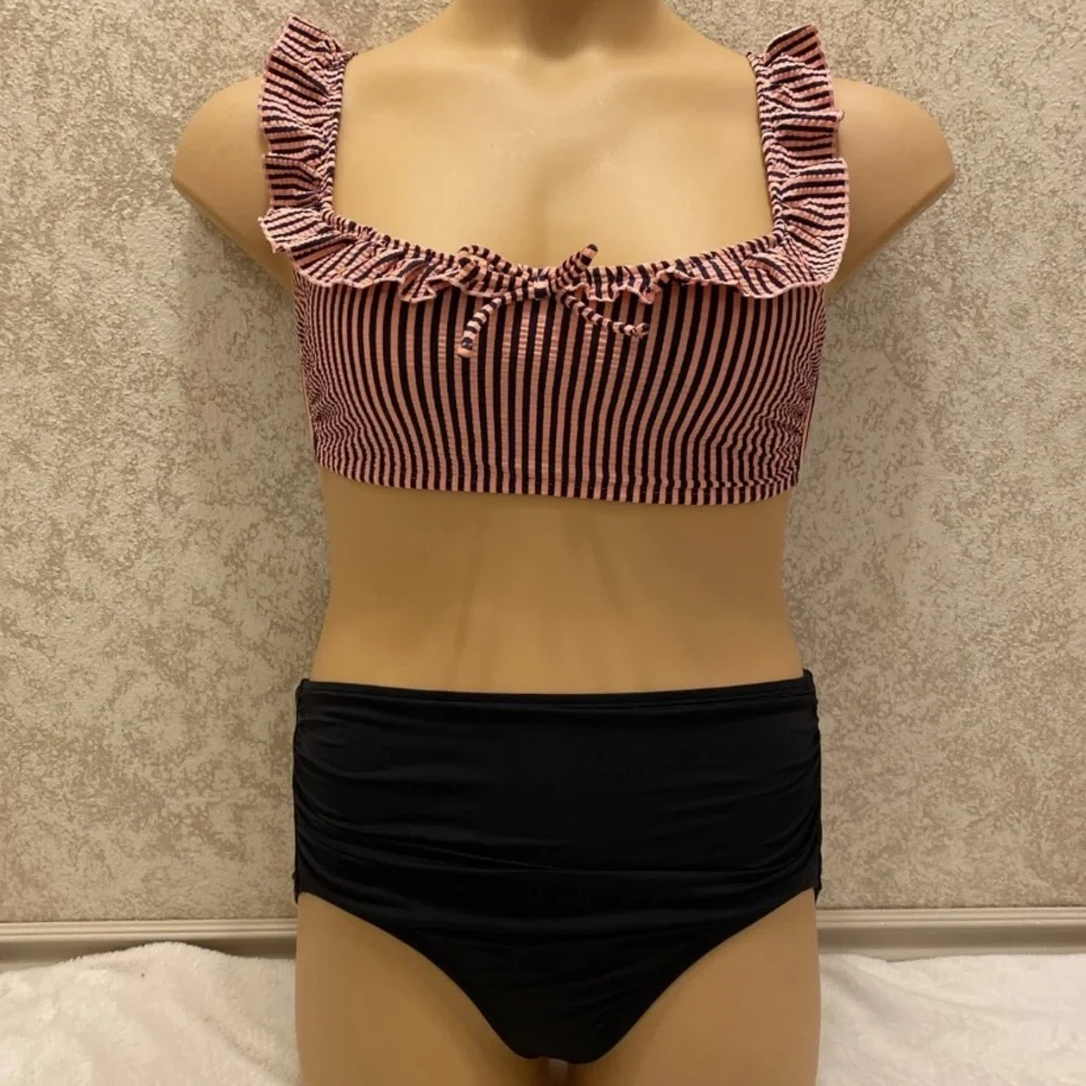 Xhilaration Pink and Black Striped Bikini
